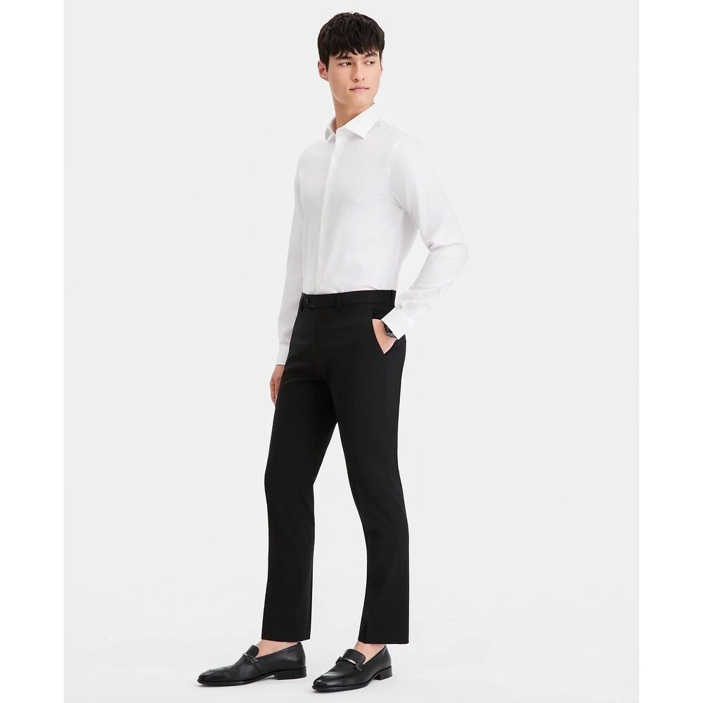 $200 NEW TOMMY HILFIGER MENS 36X32 BLACK WOOL FLEX TROUSERS DRESS PANTS SLACKS
